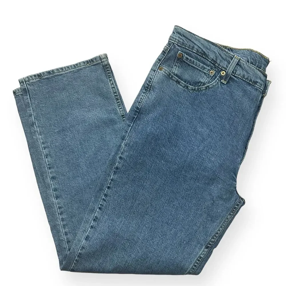 LEVI'S 514 Straight Jeans Denim Relax Medium Wash Mid Rise Classic Baggy 40 x 30